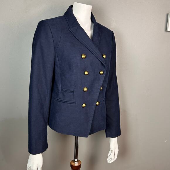 Banana Republic Blazer Jacket women's size 12 military blue gold buttons double - Picture 5 of 15